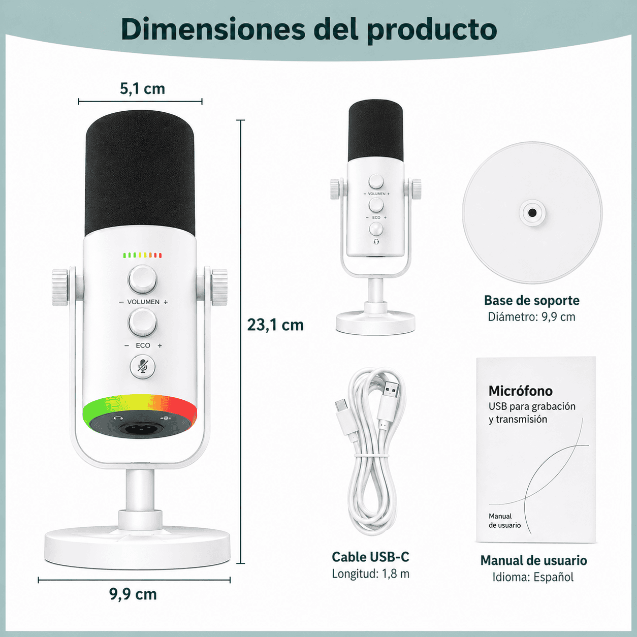 Microfono Gamer RGB