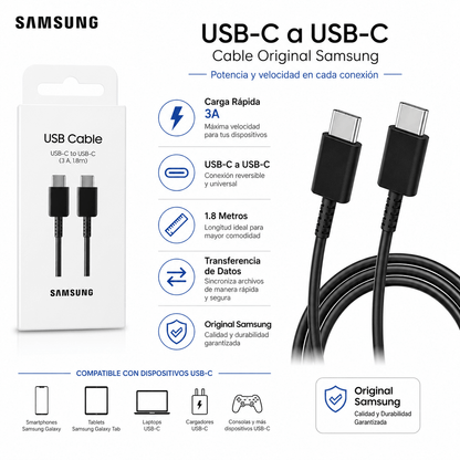 Cable Original Samsung USB-C a USB-C 3A 1.8M