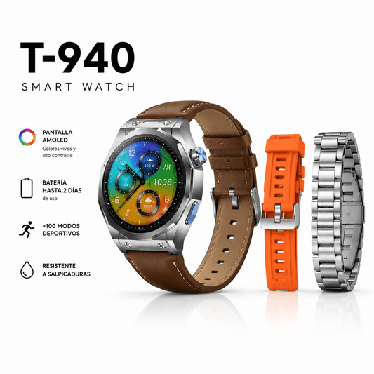 Reloj Smartwatch Inteligente Con Correas Intercambiables T-940