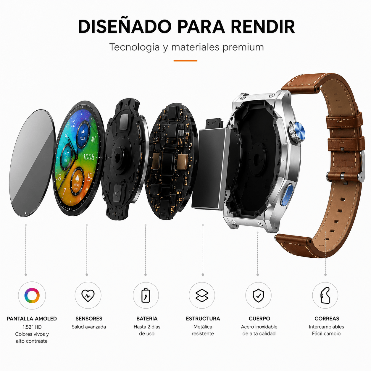 Reloj Smartwatch Inteligente Con Correas Intercambiables T-940