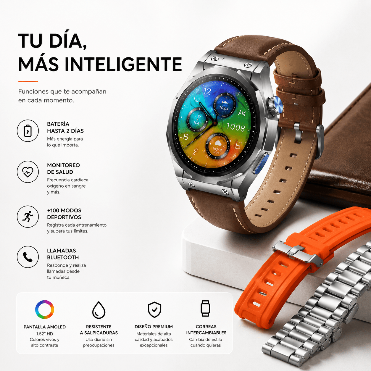 Reloj Smartwatch Inteligente Con Correas Intercambiables T-940