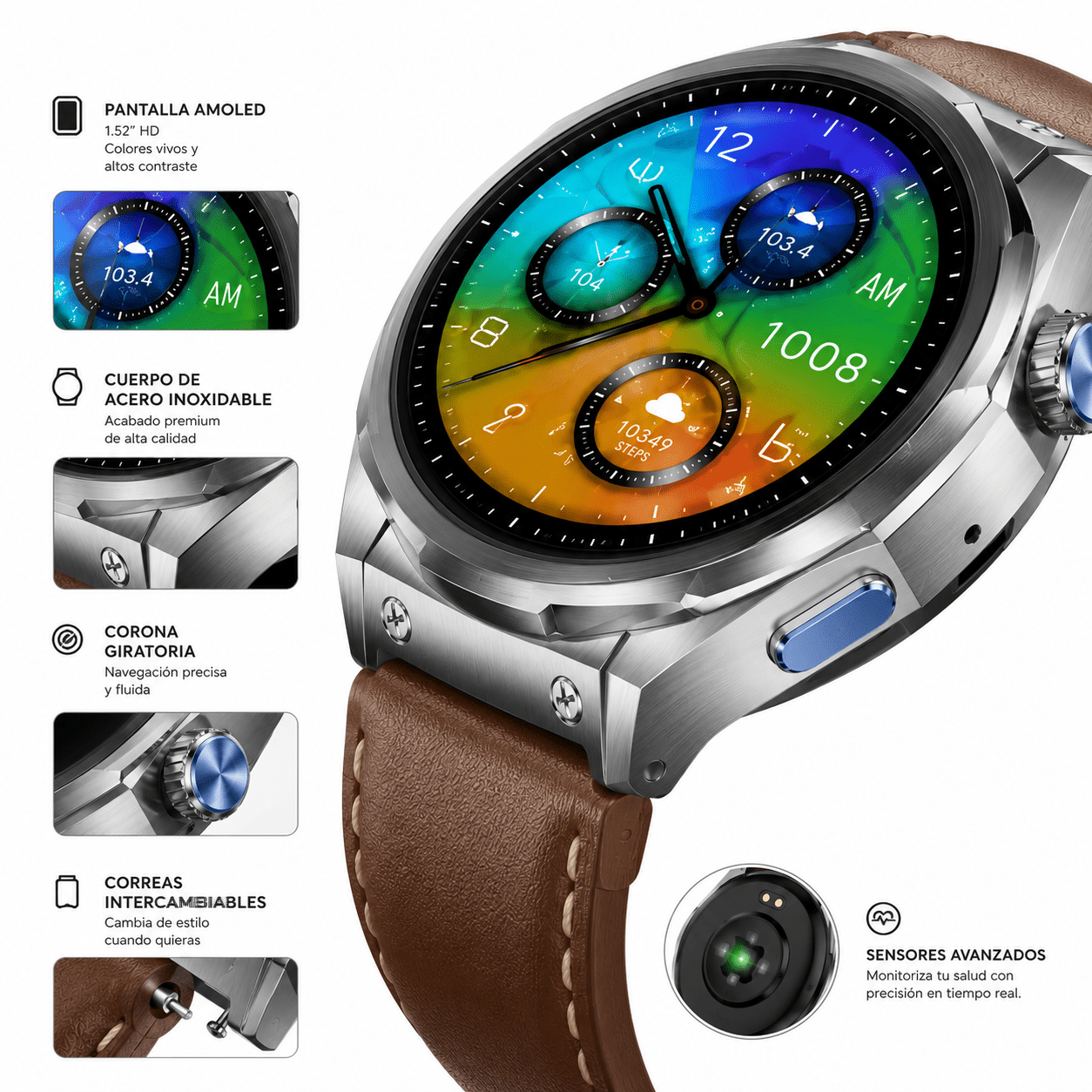 Reloj Smartwatch Inteligente Con Correas Intercambiables T-940