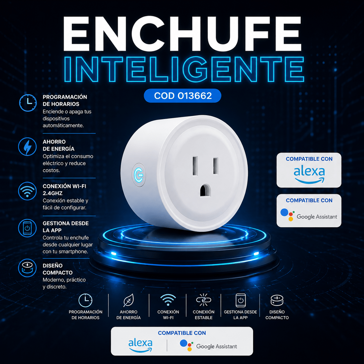 Toma corriente Inteligente l Alexa y Google Home l Domotica