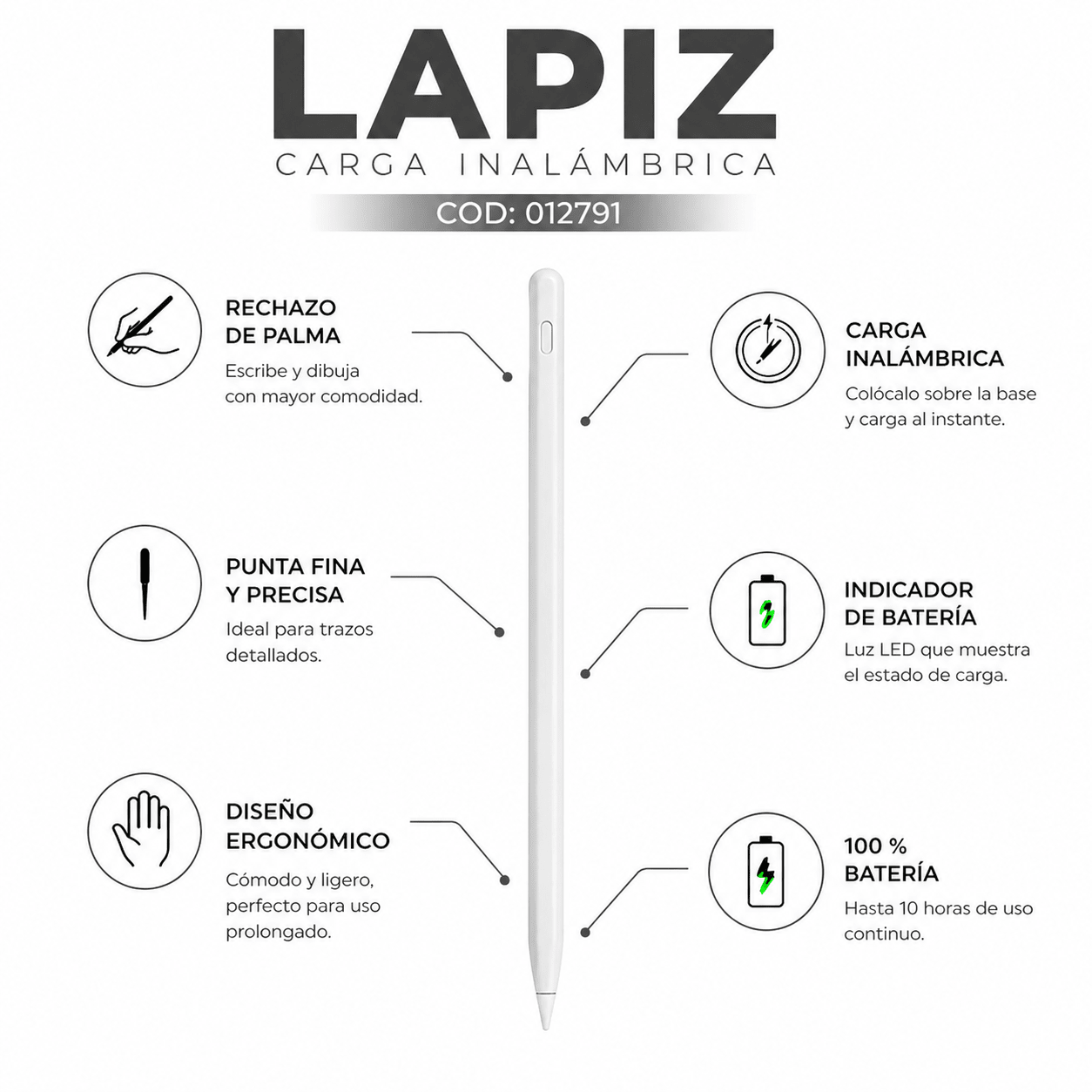 Lapiz Inalambricio Recargable De Alta Precision