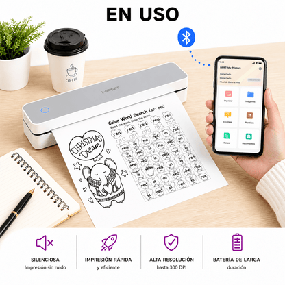 Impresora Térmica Portátil + 10 Hojas Termicas