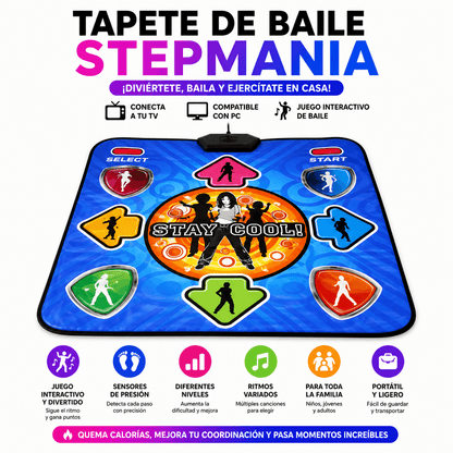 Tapete de Baile Stepmania para TV y PC con Sensores de Movimiento
