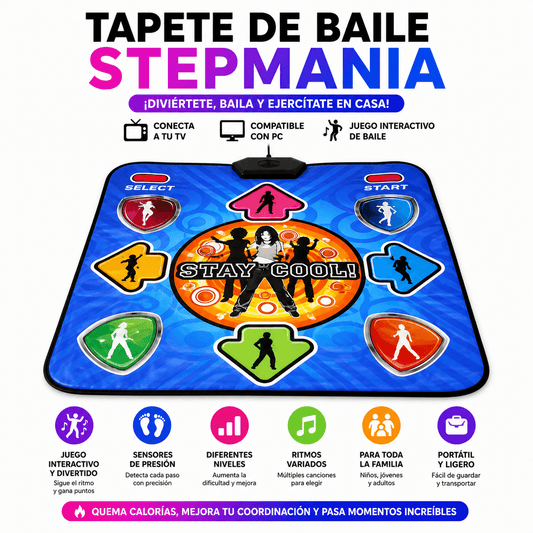 Tapete de Baile Stepmania para TV y PC con Sensores de Movimiento