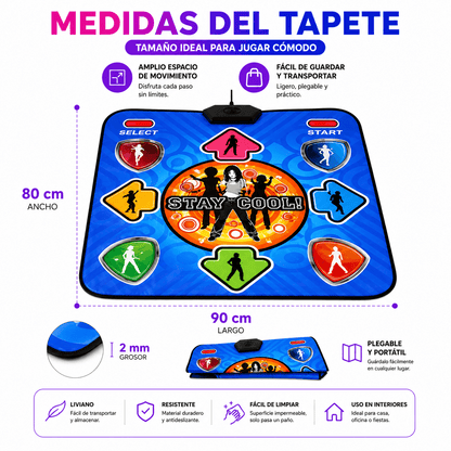 Tapete de Baile Stepmania para TV y PC con Sensores de Movimiento