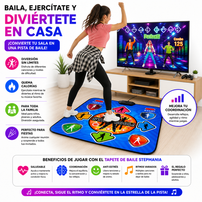 Tapete de Baile Stepmania para TV y PC con Sensores de Movimiento