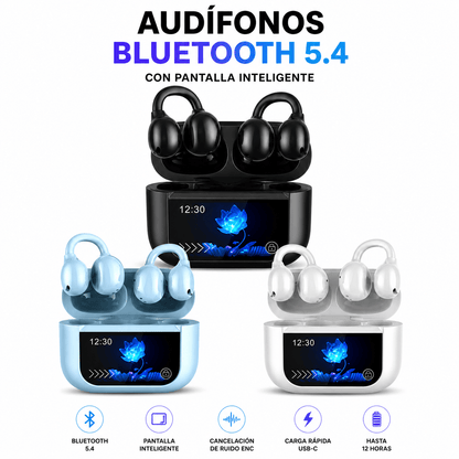 Audífonos Bluetooth Deportivos con Pantalla Táctil y Cancelación de Ruido