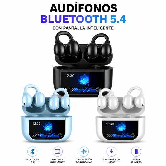 Audífonos Bluetooth Deportivos con Pantalla Táctil y Cancelación de Ruido