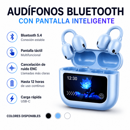 Audífonos Bluetooth Deportivos con Pantalla Táctil y Cancelación de Ruido