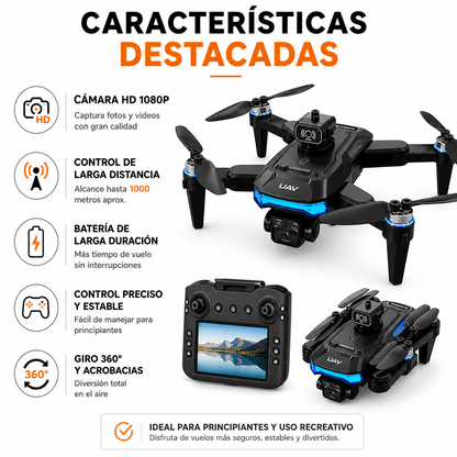 Drone Plegable con Cámara HD 1080P y Control de Largo Alcance