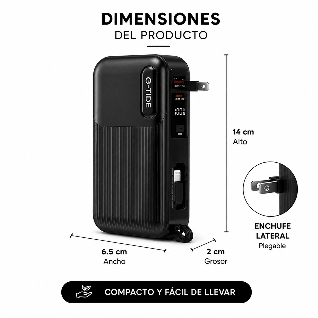 Power Bank 10.000 mAh con Enchufe Integrado y Carga Rápida 22.5W
