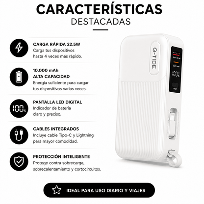Power Bank 10.000 mAh con Enchufe Integrado y Carga Rápida 22.5W