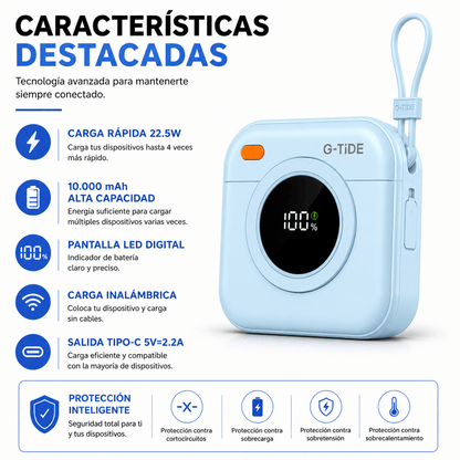 Power Bank Inalámbrico Multi 10.000 mAh con Carga Rápida 22.5W