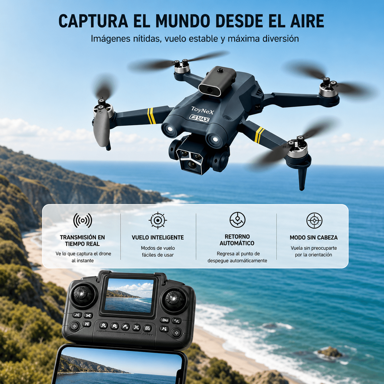 Drone con Cámara HD, Sensor de Obstáculos y GPS