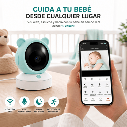 Cámara Monitor Bebé WiFi con Audio Bidireccional y Visión Nocturna