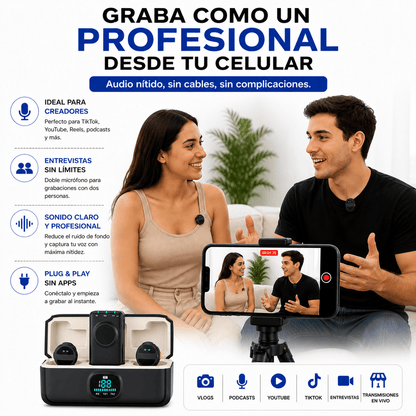 Micrófono Solapa Doble Tipo C + iPhone | Audio Profesional para Celular