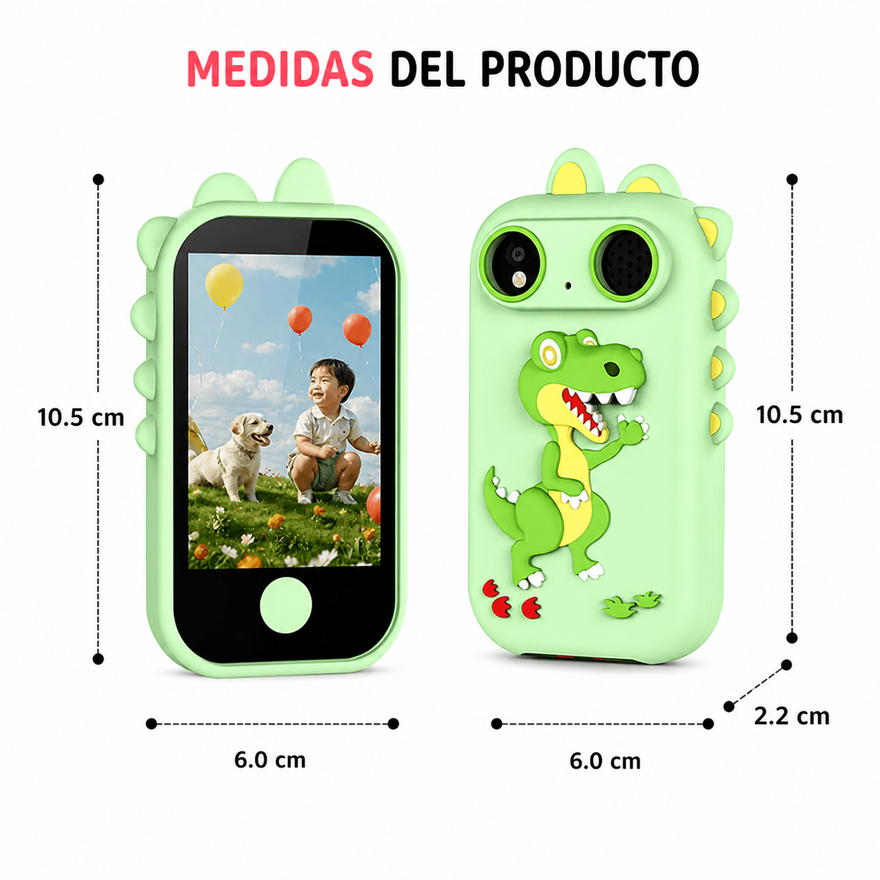 Cámara Celular Infantil Táctil con Juegos, Cámara HD y MP3 | Diseño Seguro para Niños