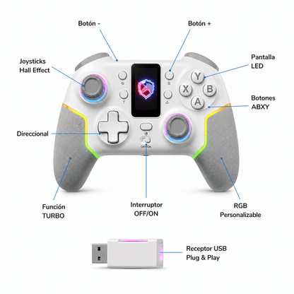 Control Bluetooth Gamer RGB | Receptor USB Multiplataforma