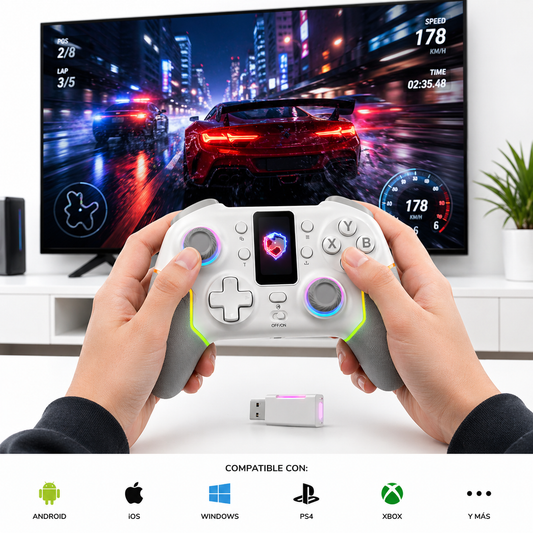 Control Bluetooth Gamer RGB | Receptor USB Multiplataforma