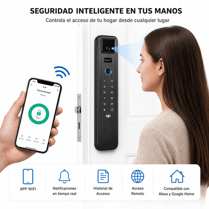 Cerradura Inteligente WiFi Face ID 3D con App | Huella y Código Digital