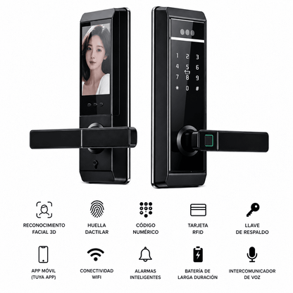 Cerradura Inteligente Face ID 3D | WiFi con Huella | App y Código Digital