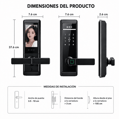 Cerradura Inteligente Face ID 3D | WiFi con Huella | App y Código Digital