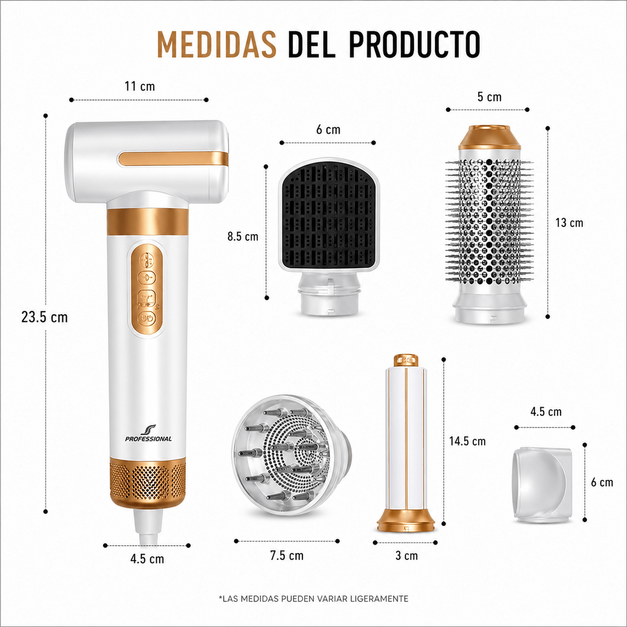 Combo Profesional Cepillo Secador y Ondulador 5 en 1