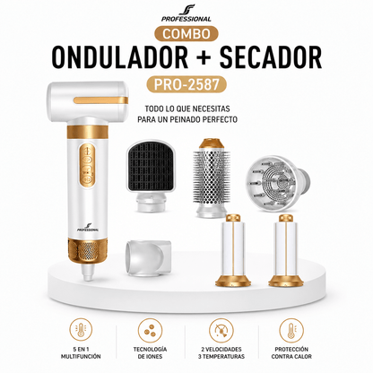 Combo Profesional Cepillo Secador y Ondulador 5 en 1