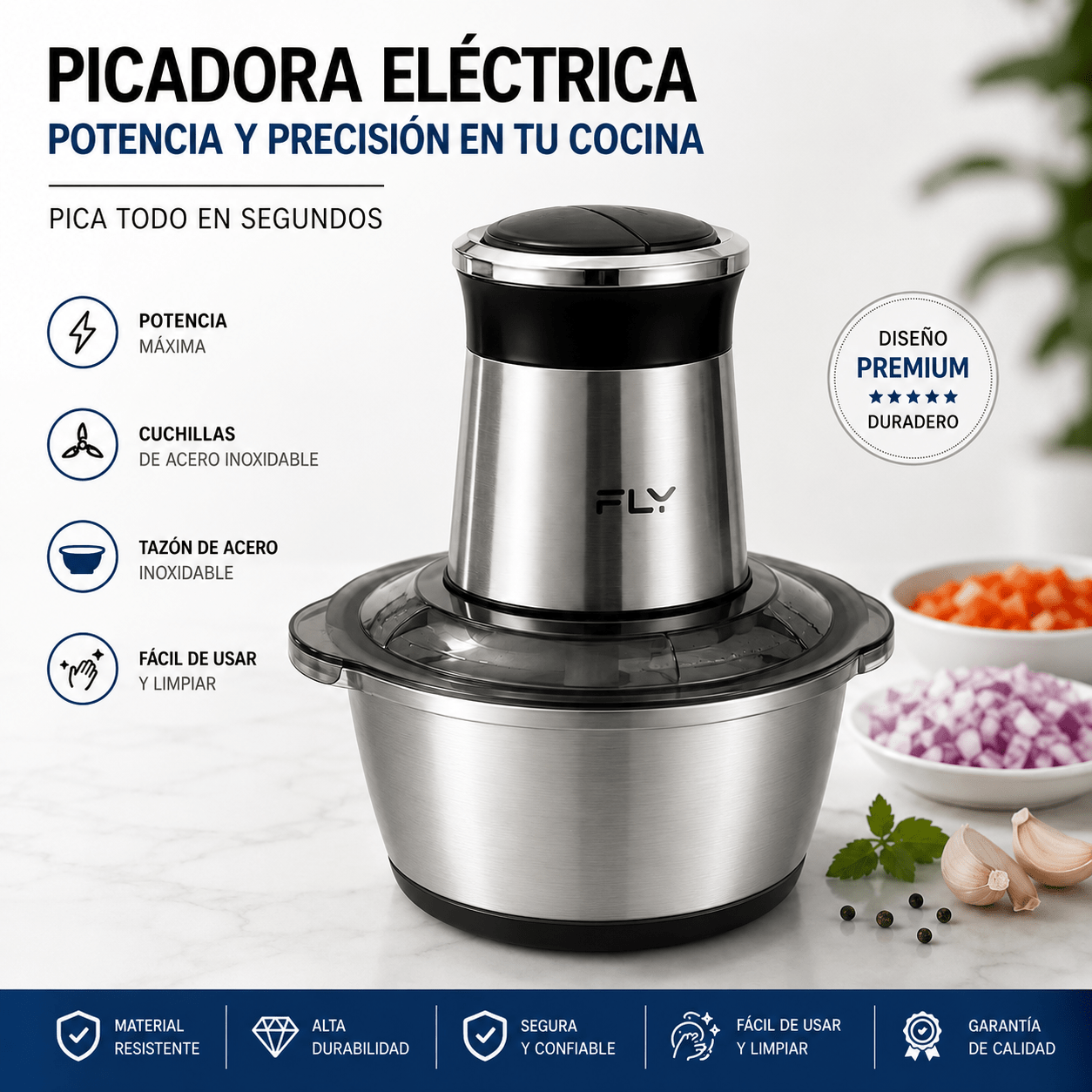 Picadora Eléctrica Premium Acero Inoxidable
