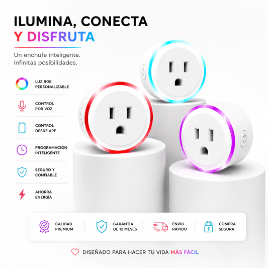 Enchufe Inteligente WiFi RGB Compatible con Alexa y Google Home