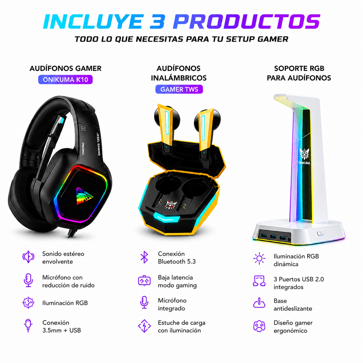 Combo Gamer RGB 3 en 1