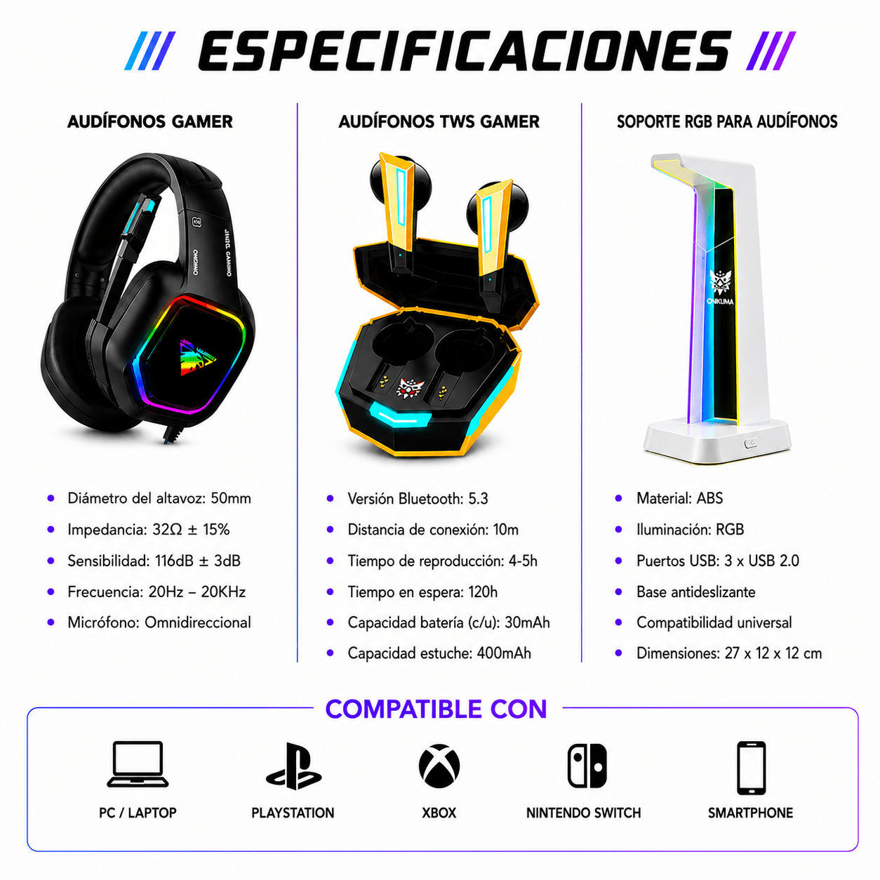 Combo Gamer RGB 3 en 1