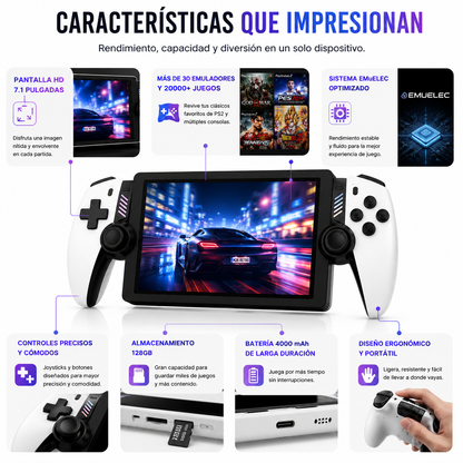 Consola Portátil Retro M28 HD 128GB con +20.000 Juegos y Emuladores PS2