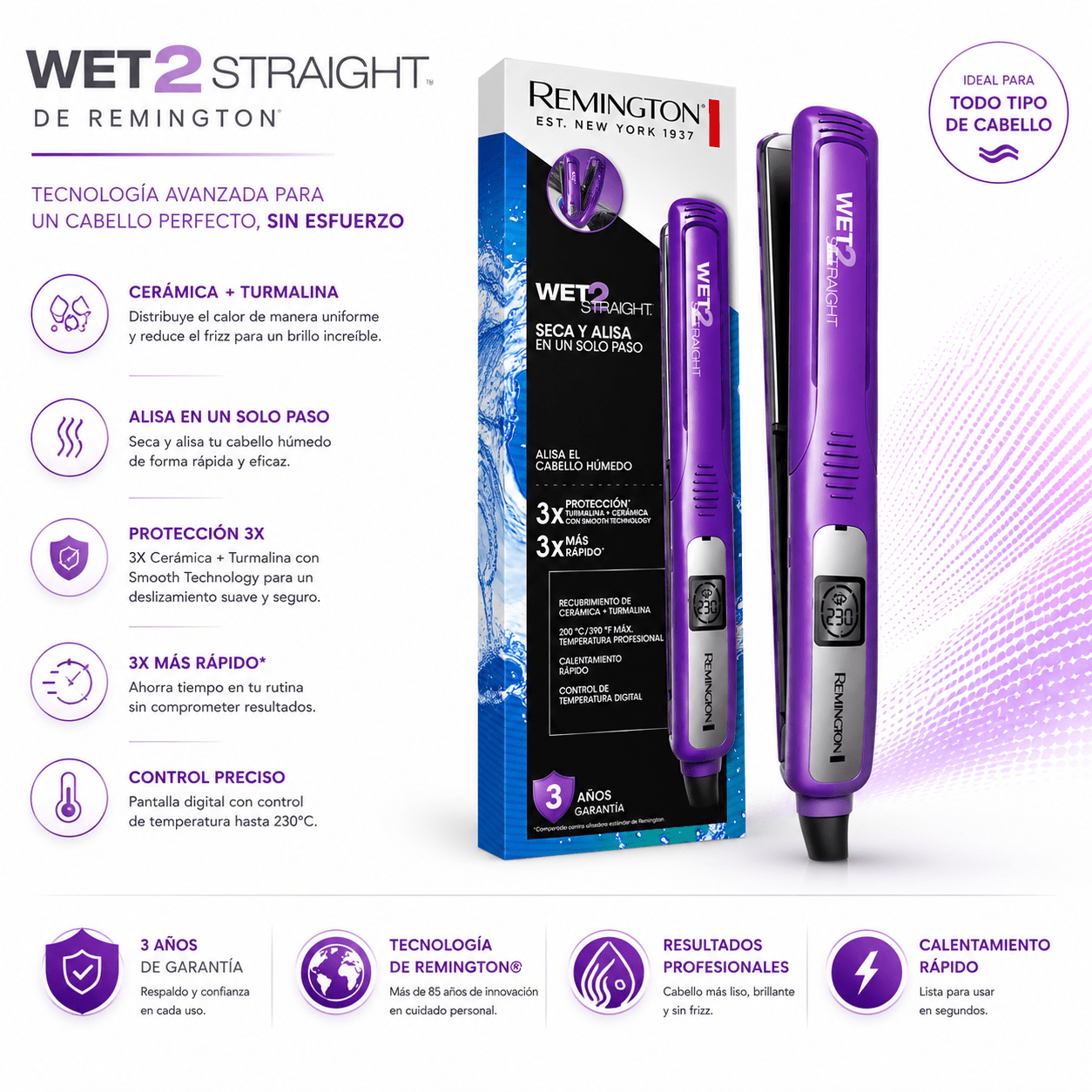 Plancha Alisadora Remington Wet2Straight Cerámica | Original