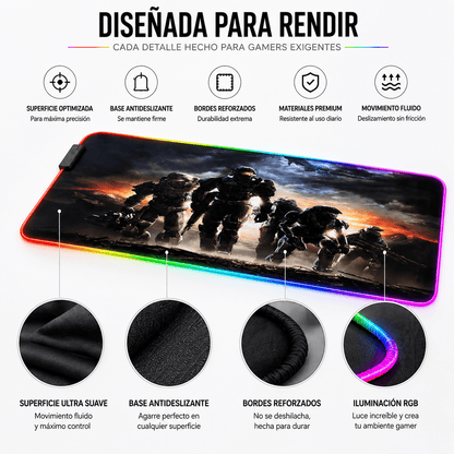 Mouse Pad Gamer XL RGB Halo Edition – Iluminación LED Multicolor
