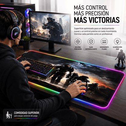 Mouse Pad Gamer XL RGB Halo Edition – Iluminación LED Multicolor