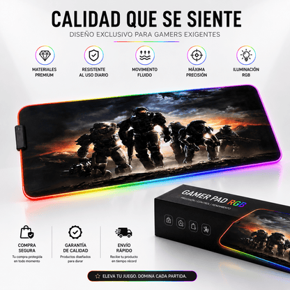 Mouse Pad Gamer XL RGB Halo Edition – Iluminación LED Multicolor