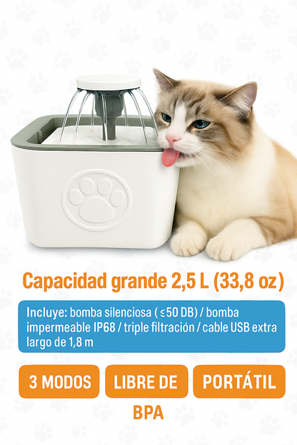Fuente De Agua Para Gatos I Perros Bebedero Para Mascotas Color Blanco
