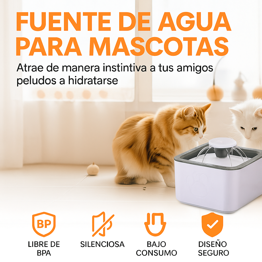 Fuente De Agua Para Gatos I Perros Bebedero Para Mascotas Color Blanco