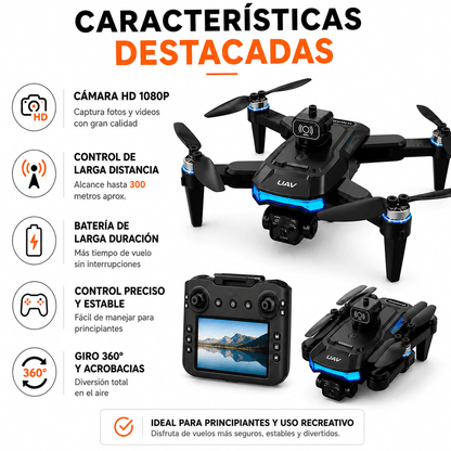 Drone Plegable con Cámara HD 1080P y Control de Largo Alcance