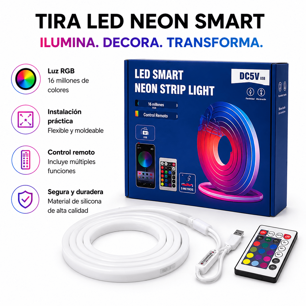 Cinta Led Neon RGB 5 Metros + App