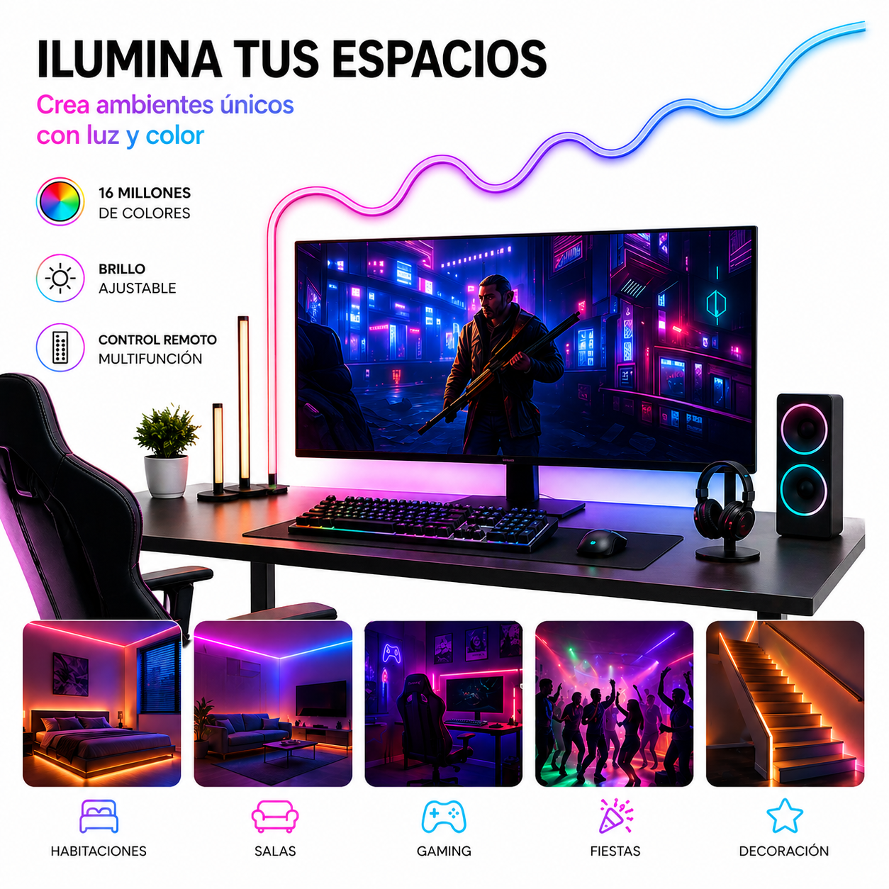 Cinta Led Neon RGB 5 Metros + App
