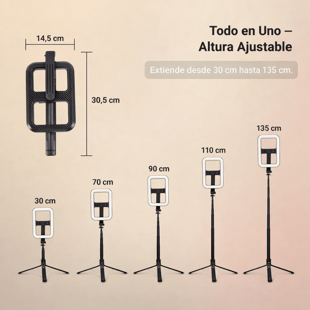 Tripode con Aro de Luz + control Bluetooth