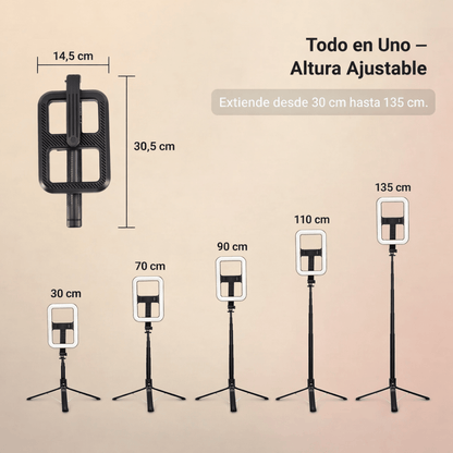Tripode con Aro de Luz + control Bluetooth