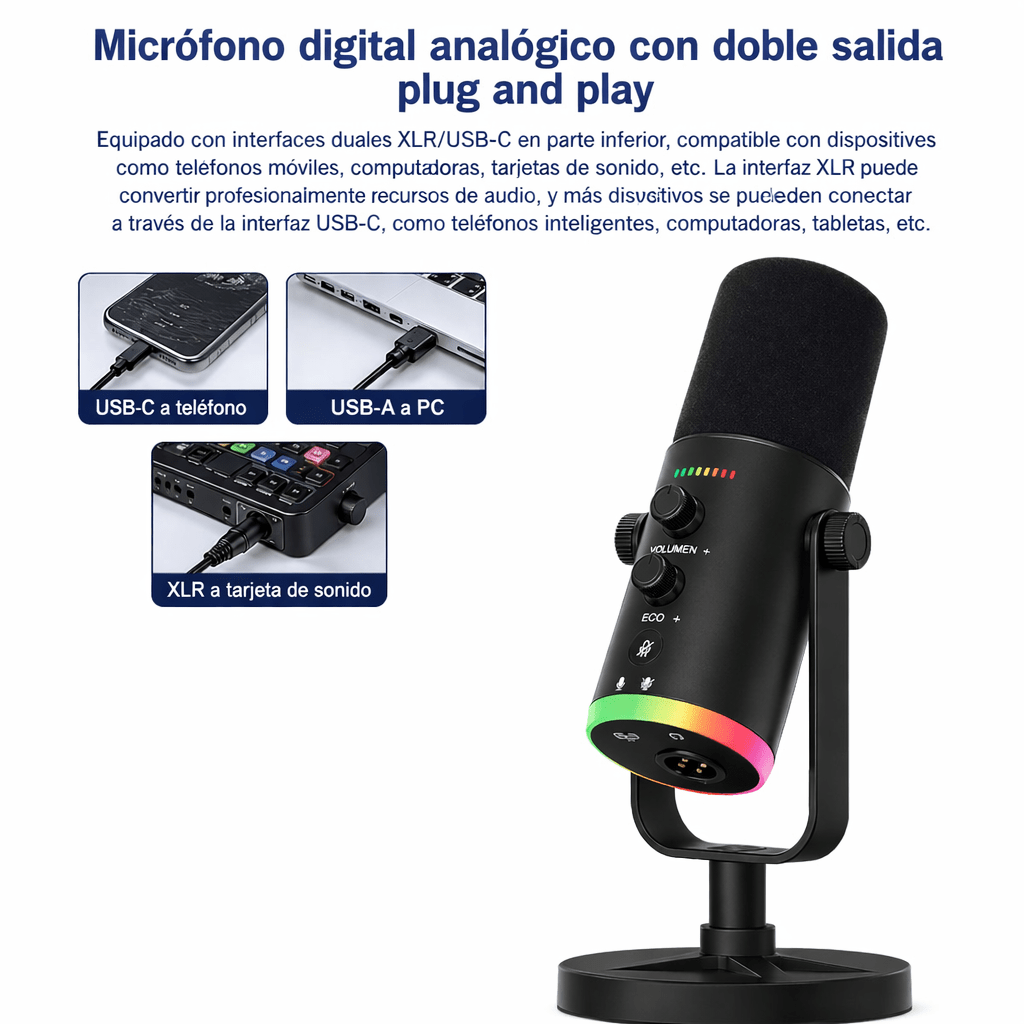 Microfono Gamer RGB