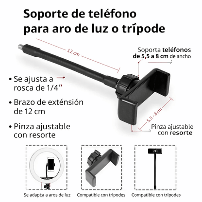 Soporte Flexible para Celular compatible con Aro de Luz y Trípode | Repuesto