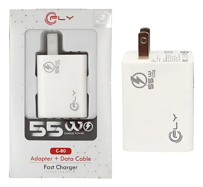 Cargador Rápido FLY 55W + Cable de Datos